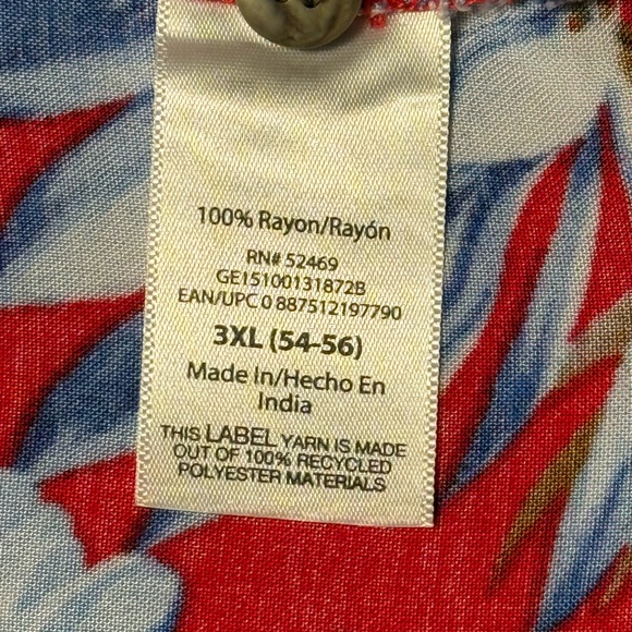 HAWAIIAN Men’s shirt Red Blue Floral 3XL - Picture 9 of 9